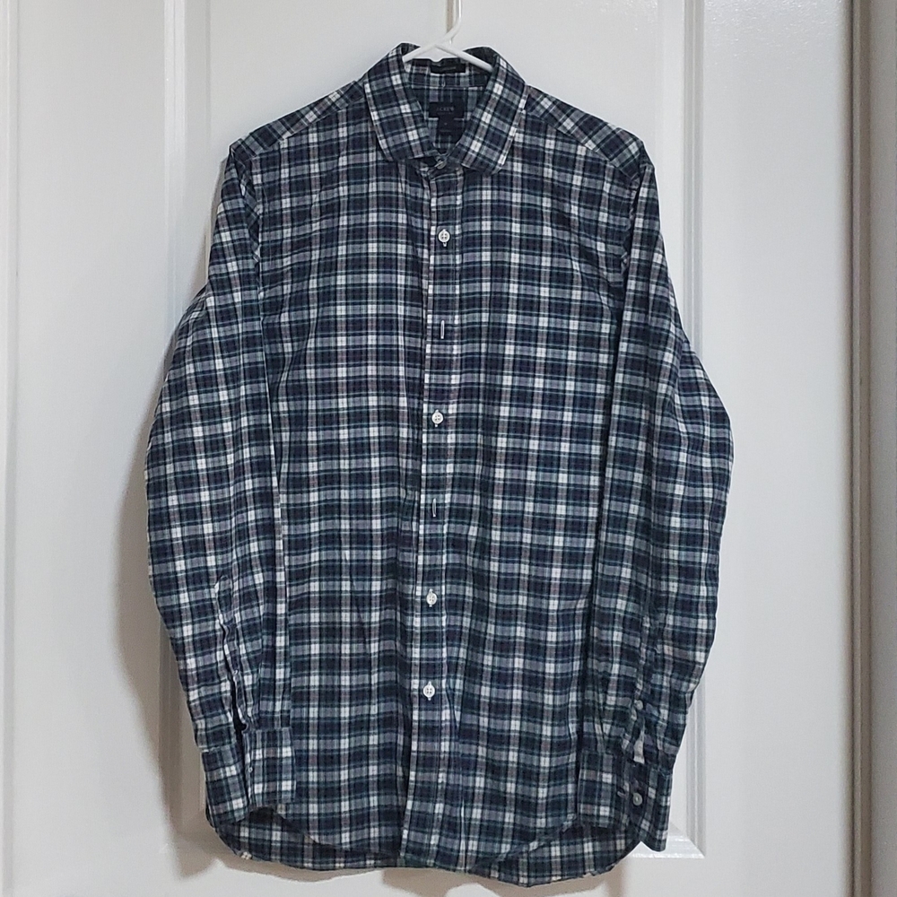 J Crew Ludlow Navy Blue Plaid Button Down Shirt - Medium